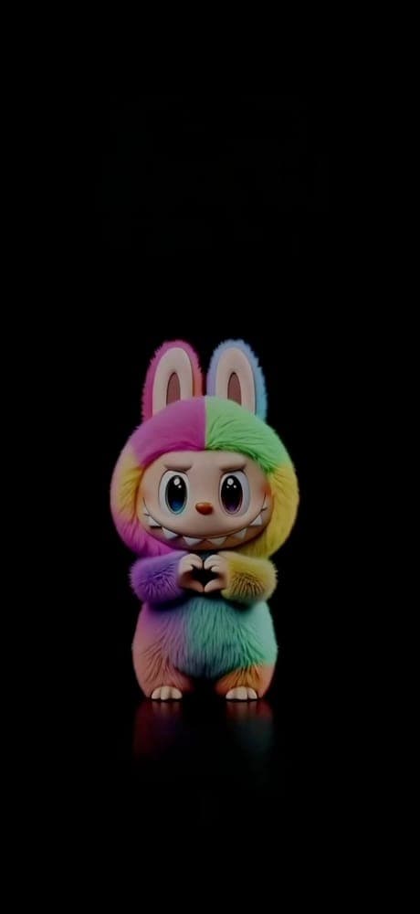 Rainbow Heart Labubu Wallpaper
