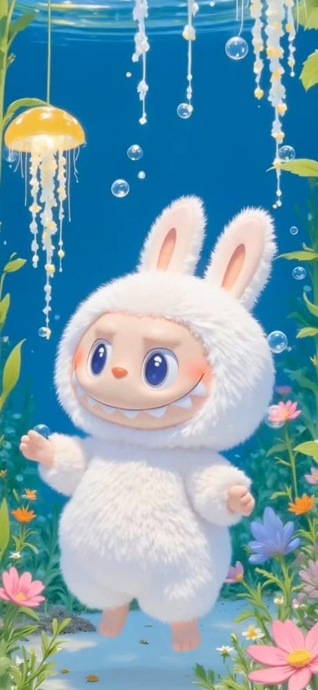 Underwater Labubu Wallpaper